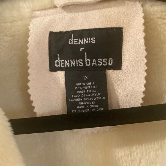 Dennis by Dennis Basso 1X light tan coat with faux fur inside faux suede 1X - Picture 6 of 15